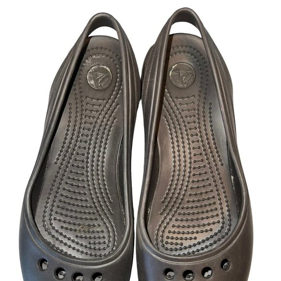 CROCS Women's Tone Skylar Flat Size 8 Slingback Toning Shoe Brown Teal Blue - Picture 7 of 8